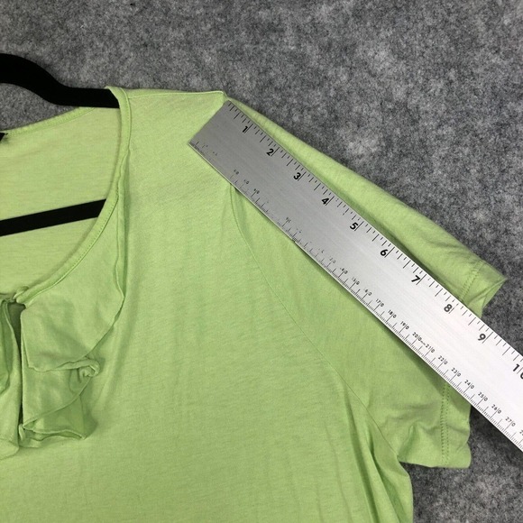 Talbots Woman Short Sleeve Top Key Lime Ruffle Cotton Modal Soft Comfort No Size - Picture 9 of 10